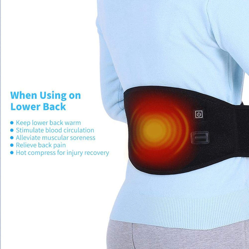 Heated Waist Belt, USB Rechargeable Electric Lumbar Heating Pad Abdomen Waist Support Belt Designed for Waist Pain Reduce - BeesActive Australia
