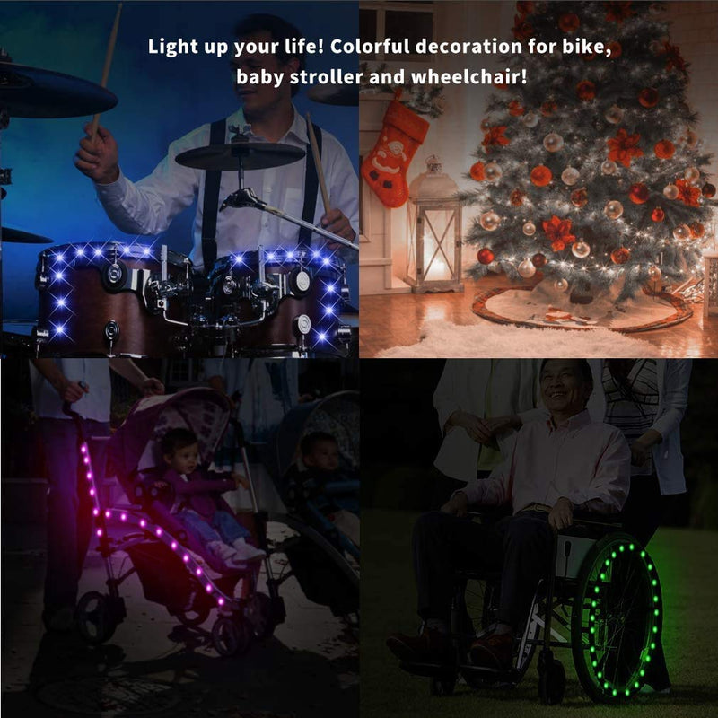 OUTLEYNY Bicycle Spoke Lights LED Bike Wheel Lights Waterproof Safety Warning Tire Strip Light for Night Riding Rainbow-1 Tire - BeesActive Australia