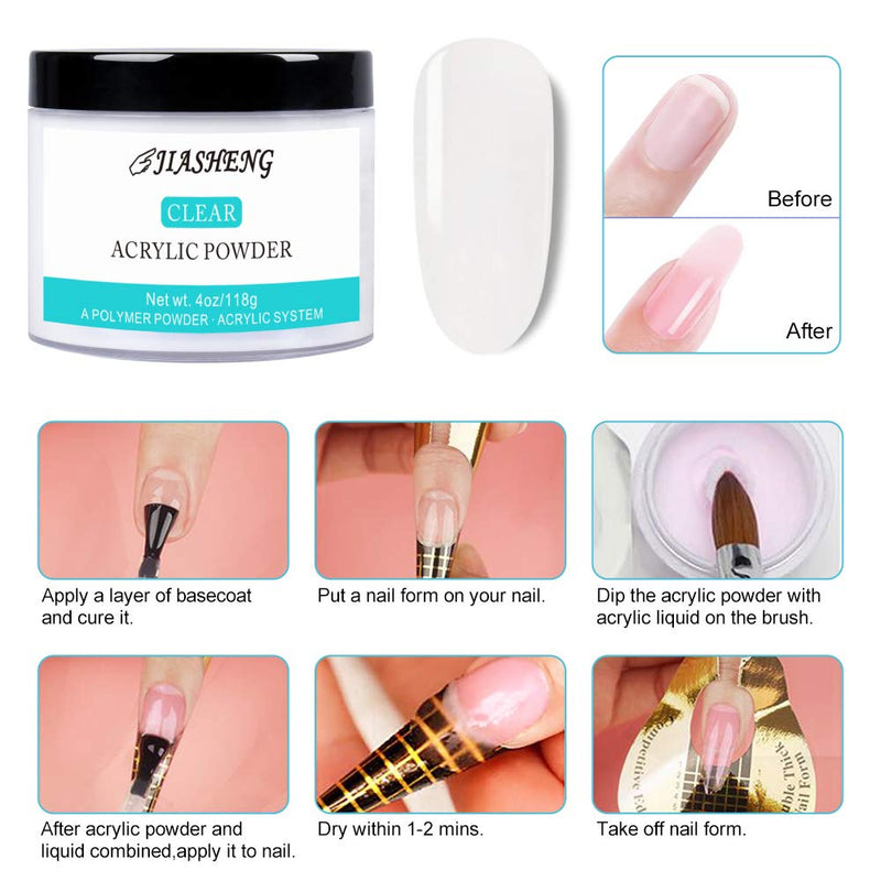 Professional Acrylic Nail Extension System Clear Acrylic Nail Powder, Acrylic Nail kit, Clear 4 Oz - BeesActive Australia