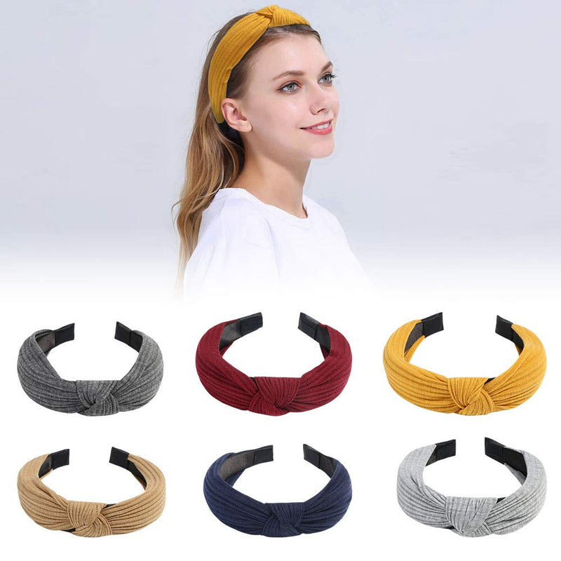 URAQT Headbands for Women, 6 Packs Fabric Hair Band, Wide Plain Headbands Elastic Head Wrap Cute Knot Hair Accessories for Women and Girls - BeesActive Australia