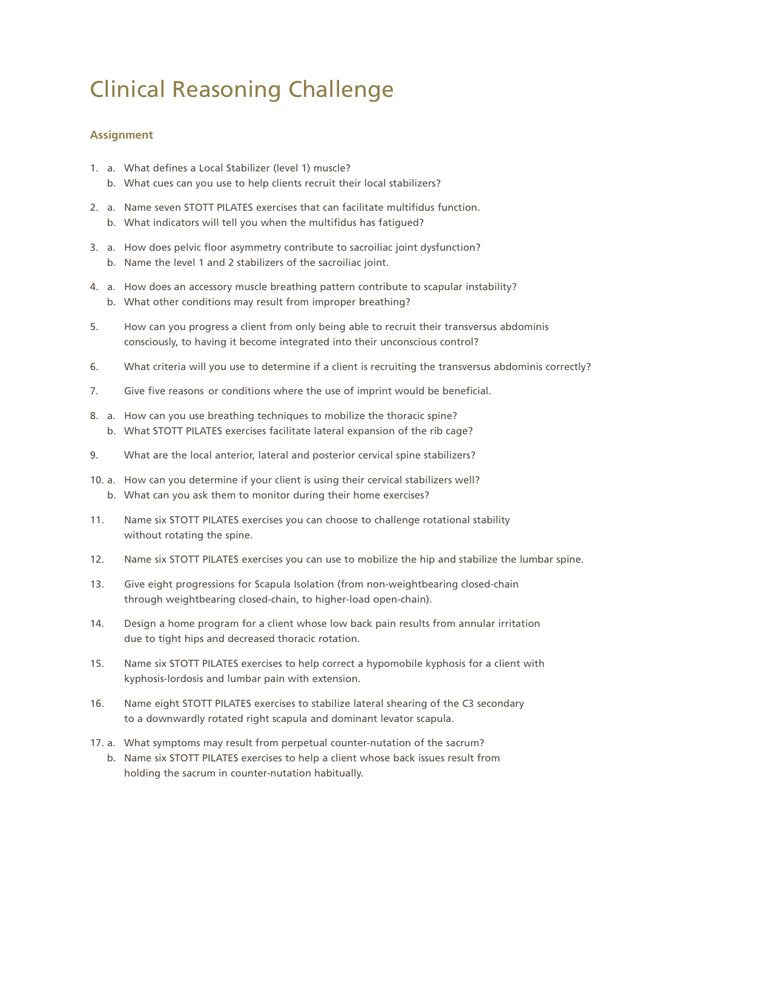 STOTT PILATES Rehab Manual - RMR1 Support Material - BeesActive Australia