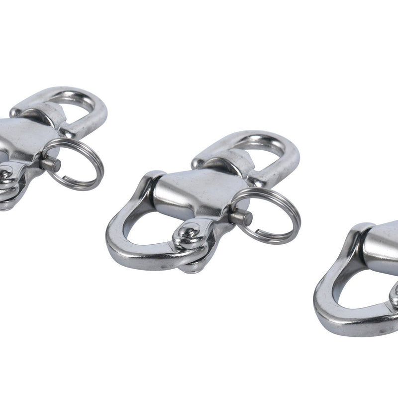 Amarine Made Pair of Swivel Eye Snap Shackle Quick Release Bail Rigging Sailing Boat Marine 316 Stainless Steel for Sailboat Spinnaker Halyard 2-3/4", Silver - BeesActive Australia