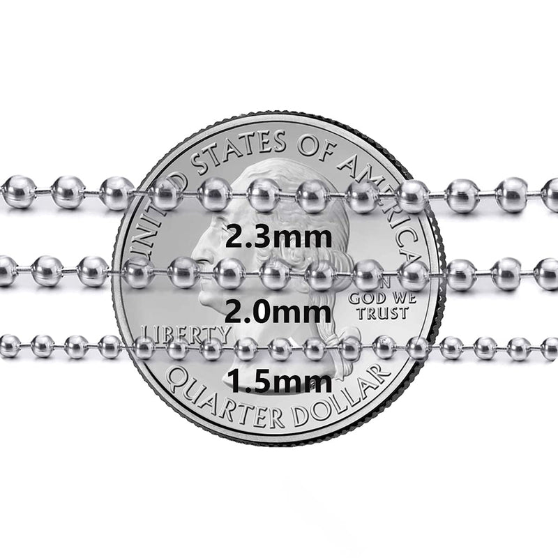 Savlano 925 Sterling Silver Italian 2.3mm Solid Bead Ball Dog Tag Chain Necklace Comes With Gift Box for Women & Men - Made in Italy 28.0 Inches - BeesActive Australia