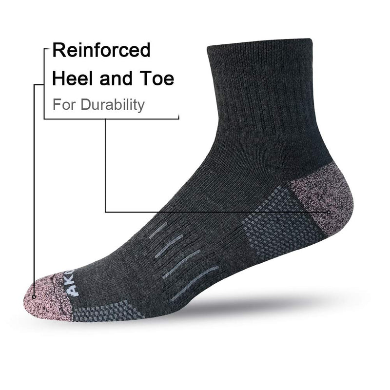 [AUSTRALIA] - AKOENY Men's Performance Athletic Cushion Quarter Socks (6 Pack) Shoe Size: 6-12 Black 