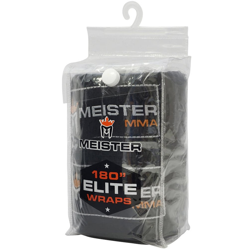 [AUSTRALIA] - Meister Elite 180" Premium Adult Hand Wraps for MMA & Boxing (Pair) Black 