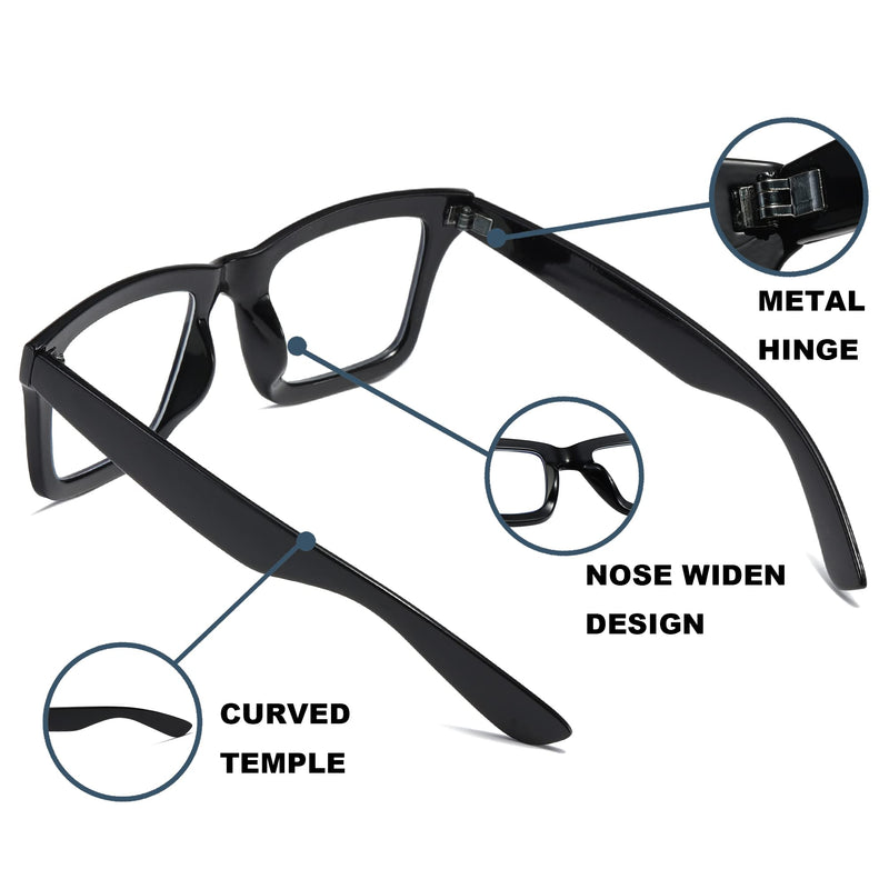 Fsread 4 Pack Oprah Style Reading Glasses for Women Men Blue Light Blocking Computer Square Metal Spring Readers 4 Mix 2.0 x - BeesActive Australia