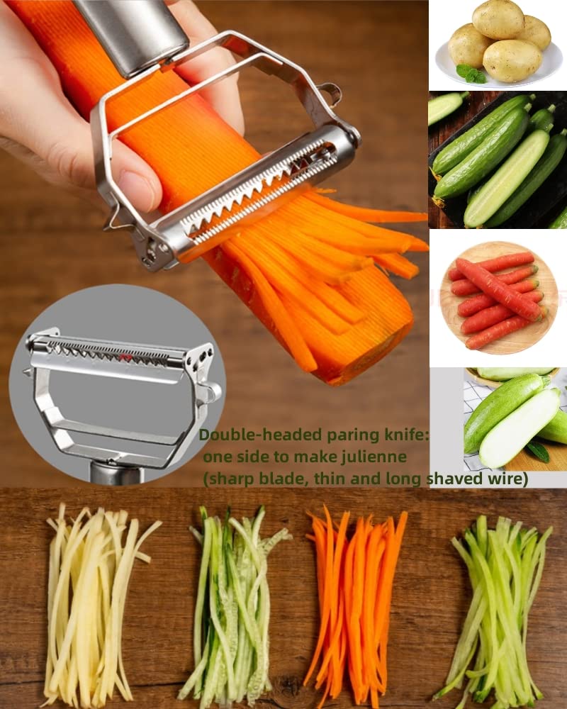 SIKATIHU Vegetable Peeler, Julienne Peeler, Double-Sided Blade Fruit Peeler, Vegetable and Fruit Slicer, Potato Peelers, Y-Shaped Stainless Steel Peeler - BeesActive Australia