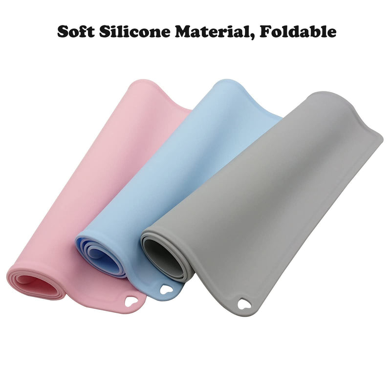 Silicone Pet Feeding Food Mat Dog Cat Placemat with Raised Edge, Anti-Slip Waterproof Pet Bowl Mats Pet Food Tray for Cats, Dogs and Small Animals 16.1"*12.2" Pink - BeesActive Australia