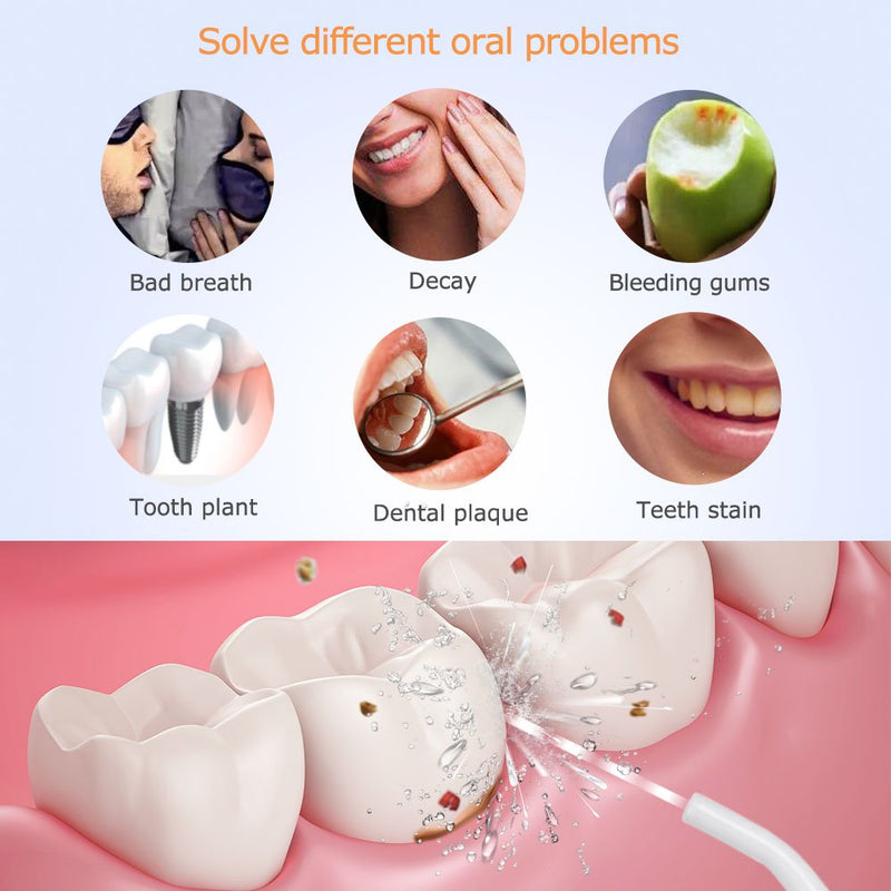 Mornwell Water Flosser Portable Dental Oral Irrigator with 300ML Water Tank, Teeth Cleaner with 3 Modes, USB Rechargeable, 4 Jet Tips for Travel & Home Use - BeesActive Australia