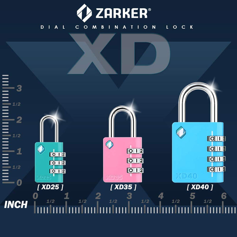 [ZARKER XD35] Padlock- 3 Digit Combination Lock for Gym, Sports, School & Employee Locker, Outdoor,Toolbox, Case, Fence and Storage - Metal & Steel - Easy to Set Your Own Combo - 1 Pack(Pink) Pink 1 Pack - BeesActive Australia