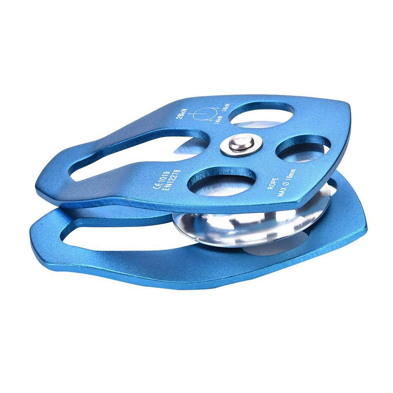 Climbing Single Pulley 28KN Alloy Rescue Pulley with Swing Plate Heavy Duty Single Swivel Rope Pulley Fixed Tree Rock Climbing Blue - BeesActive Australia