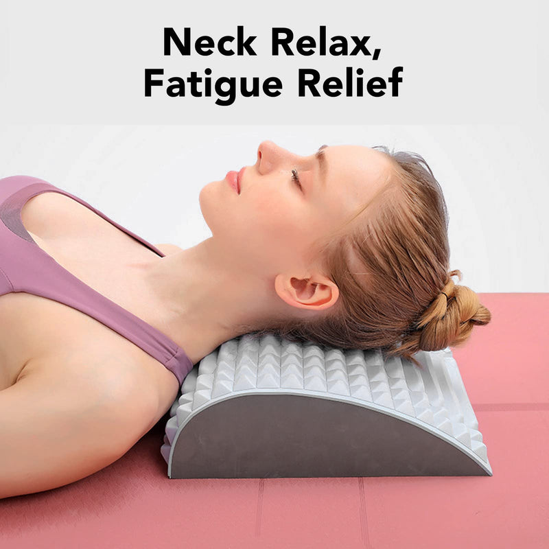 Neck and Back Stretcher, Neck and Shoulder Relaxer Cervical Traction Device Pillow Lumbar Traction Stretcher for TMJ Pain Relief and Cervical Spine Alignment, Multi-Level Adjustable Spine Board (Grey) Grey - BeesActive Australia