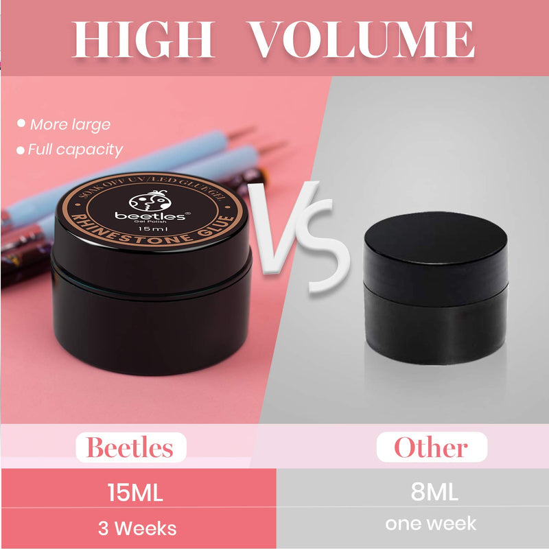 Beetles 15ml Nail Art Rhinestone Glue Gel Clear No Wipe Adhesive Resin Gems Diamonds Jewelry Gel Nail Polish Decoration With 2 Dual-Purpose Brush Pen 1 Wax Pencil - BeesActive Australia