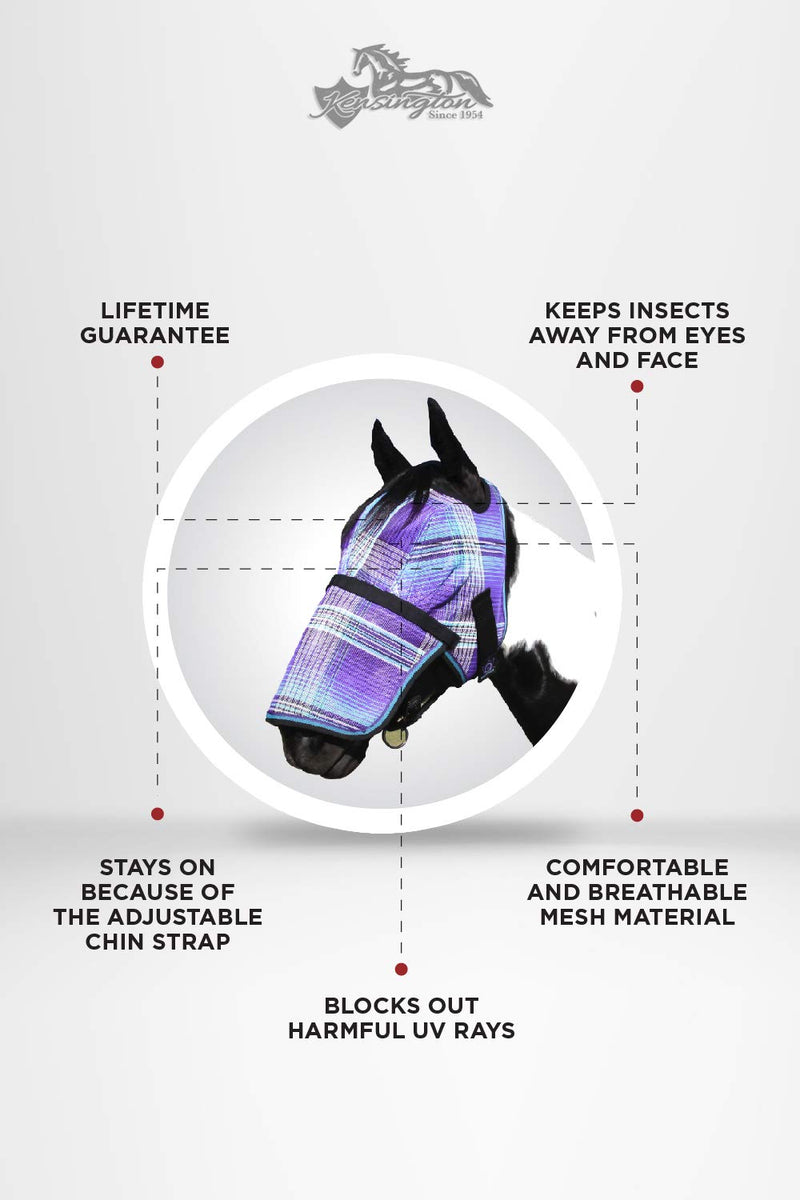 Kensington Signature Fly Mask w/Removable Nose M-Small Horse 2017 - Lavender Mint - BeesActive Australia