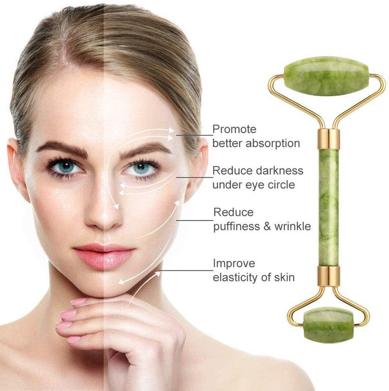 CS Beauty Jade Roller - Facial Skin Roller Massager Tool for Eye Puffiness Treatment, Anti Ageing, Rejuvenate Neck - BeesActive Australia