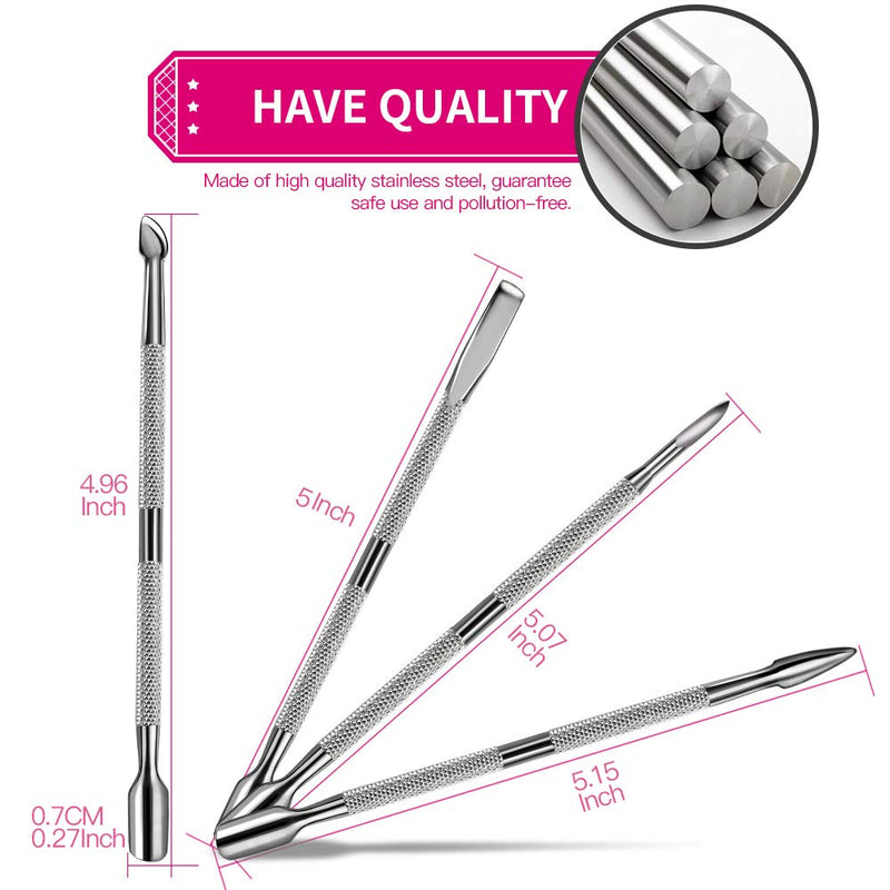 4 PCS Cuticle Pusher and Cutter Set, FANDAMEI Dead Skin Nail Cleaner Tools, Professional Stainless Steel Cuticle Remover, Durable Pedicure Manicure Tools - BeesActive Australia