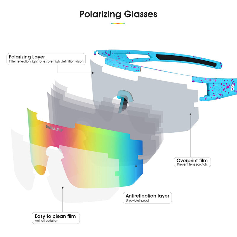 BOLLFO Cycling Sunglasses, UV 400 Eye Protection Polarized Eyewear for Men Women Colorful Lens - BeesActive Australia