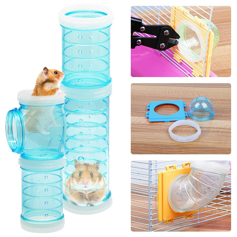Hamster Tubes Set, FULANDL Transparent Hamster Cage Adventure External Pipe, Creative DIY Assorted Connection Tunnel Track Hamster Toys to Expand Space for Small Animals Like Hamster, Mouse-2.16In - BeesActive Australia