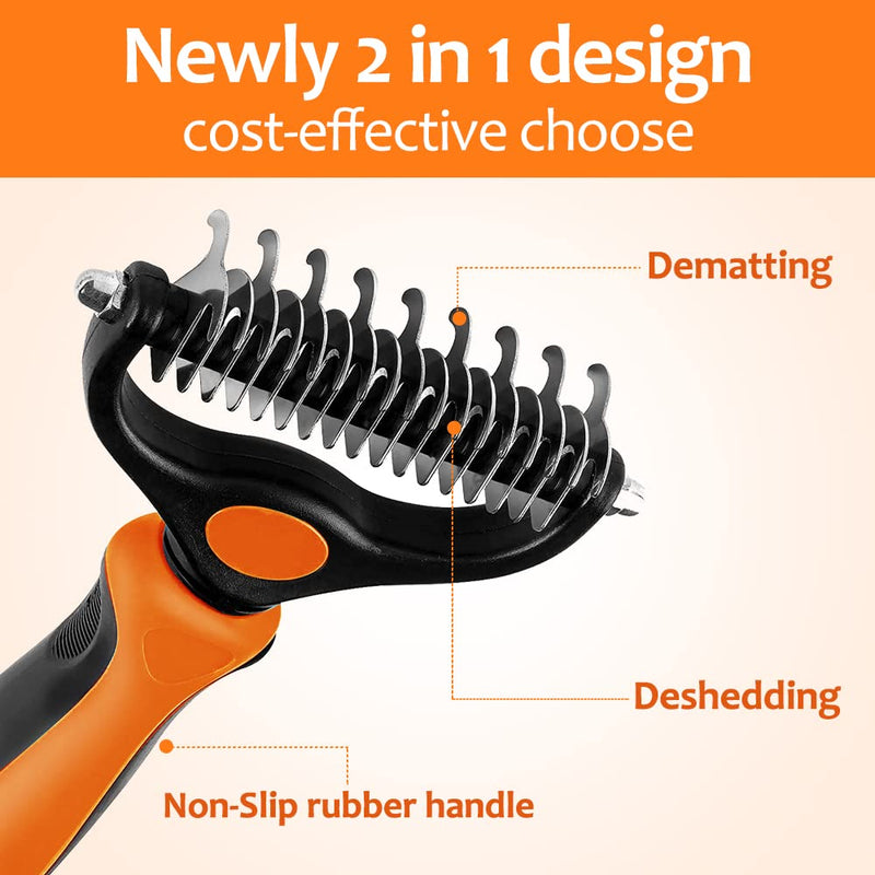 Undercoat rake for Dogs，Dog Deshedding Brush for Large Dogs，2 in 1 Dematting Comb & deShedding Tool for Long Hair Cats，Pet Hair Grooming Brush, Clear mats and tangles, Reduces Shedding by 95%… - BeesActive Australia