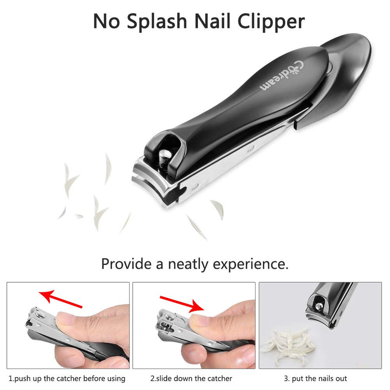 Codream Fingernail Toenail Clippers Set - Professional No Splash Nail Cutter with Catcher Unique Bionics Design for Men, Seniors, Adults - 3 PCS Nail Clippers Set Set A - BeesActive Australia