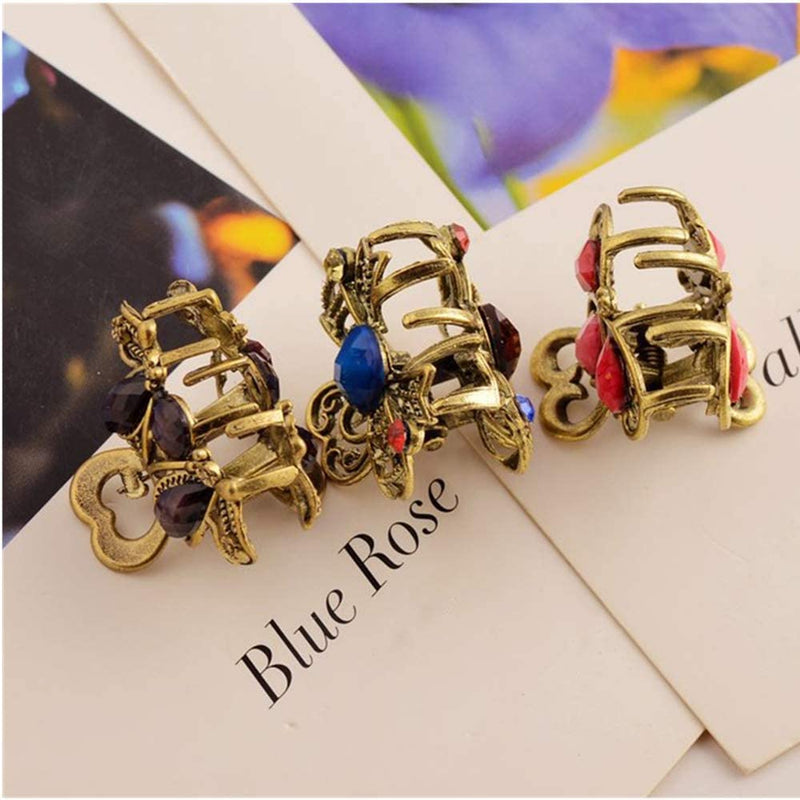 12 Pcs Mini Hair Clips Vintage Mini Jaw Claw Clips Mini Metal Hair Clamps Mini Butterfly Jaw Clips for Girl Women Hair DIY Accessory ( Random Style ) - BeesActive Australia