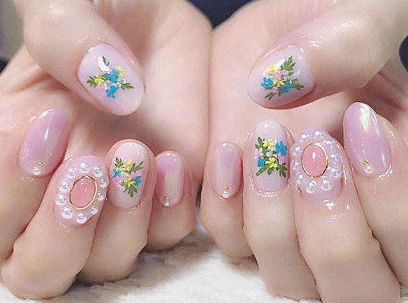 KINIFE 12 Shaped Nail Art Dried Flower Decoration Nail Art Design DIY Nail Art Stickers and Decals Decoration - BeesActive Australia