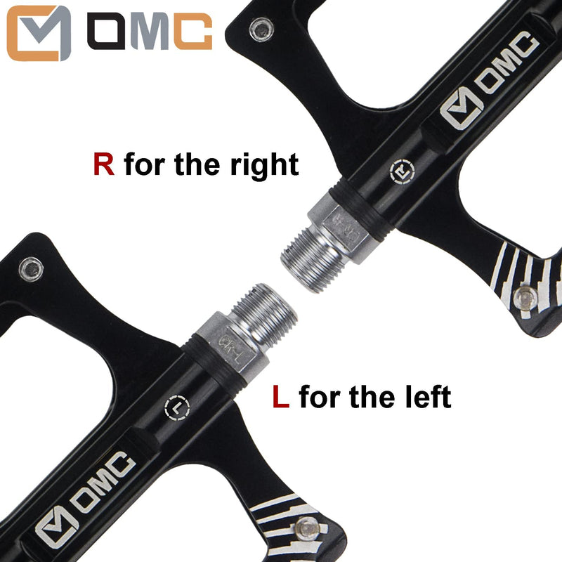 OMC MTB Mountain Bike Pedals 3 Bearing Non-Slip Lightweight Extruded Aluminum Alloy Bicycle Platform Pedals for BMX MTB 9/16" Black - BeesActive Australia