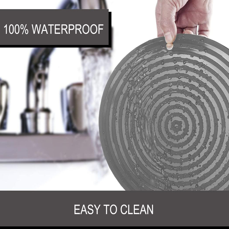 Metopets 2 Pack Silicone Pet Feeding Mat for Dog and Cat, Non-Slip Placemat Tray to Prevent Food and Water Bowl Messes on Floor, Easy Clean Dish Mat for Medium and Small Pet Grey - BeesActive Australia