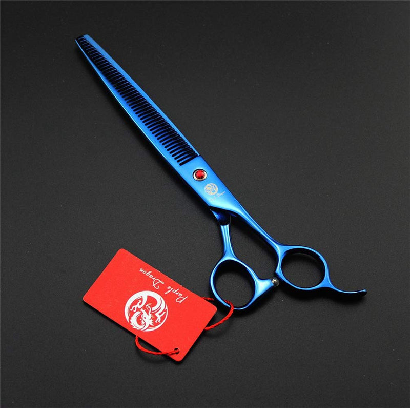 Purple Dragon 8.0" Titanium Multicolor Professional Pet Grooming Scissors Set,Straight & Thinning & Curved Scissors Shear with Bag for Dog Cat Grooming Blue - BeesActive Australia