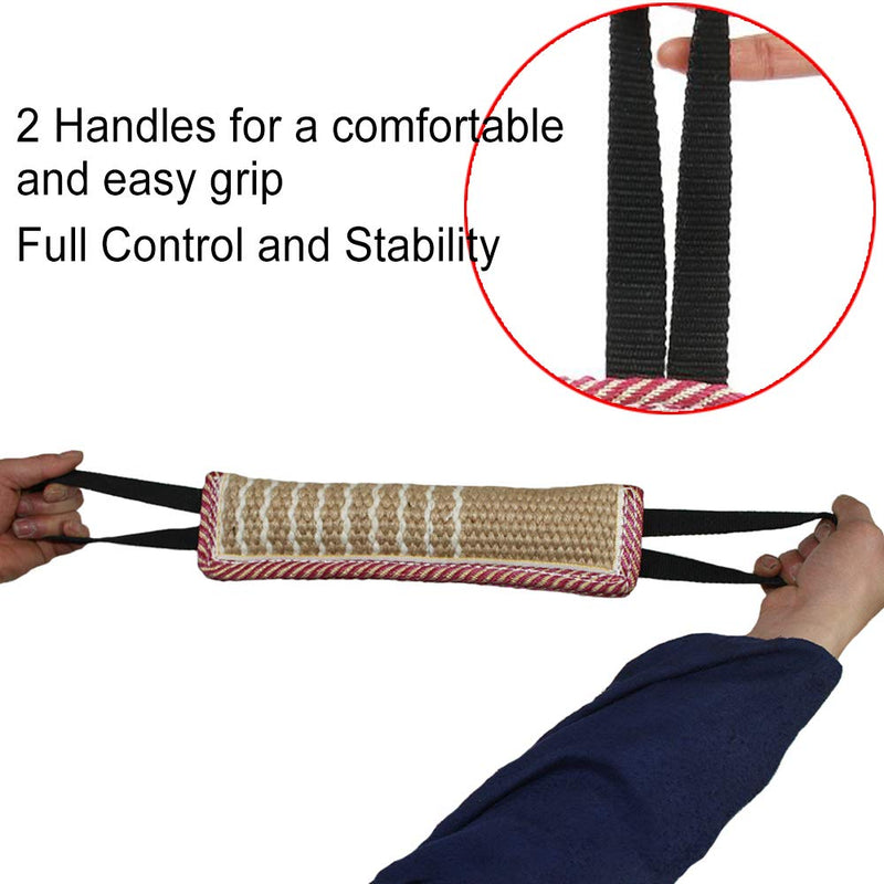Dog Tug Toy |Tug of War Dog Toy |Jute Bite Pillow with 2 Handles for Puppy Training Interactive Play, Fetch, K9 |Suitable for Small Medium Large Dogs Style 1 - BeesActive Australia