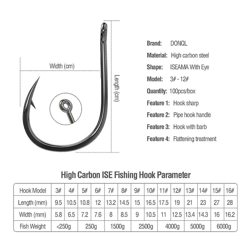 [AUSTRALIA] - DONQL High Carbon Steel Fishing Hooks with Plastic Box Sharp Fish Hook with Barbs for Freshwater/Seawater Black 600pcs 
