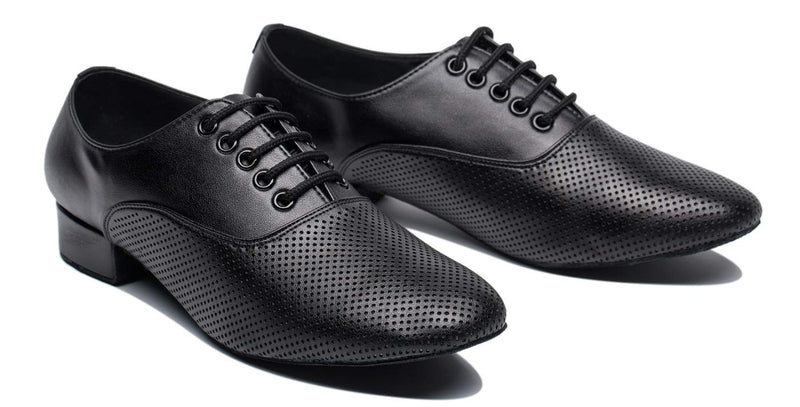 [AUSTRALIA] - Gogodance Men's Boys Breathable Ballroom Dance Shoes Latin Jazz Tango Waltz Black Leather Shoes 7 