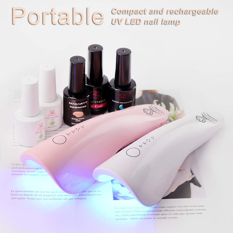 Makartt LED Nail Lamp, Rechargeable Cordless 5W Nail Polish Curing Lamp Nail Dryer Dolphin Nail Light for All Gel Nail Polish White C-12 - BeesActive Australia