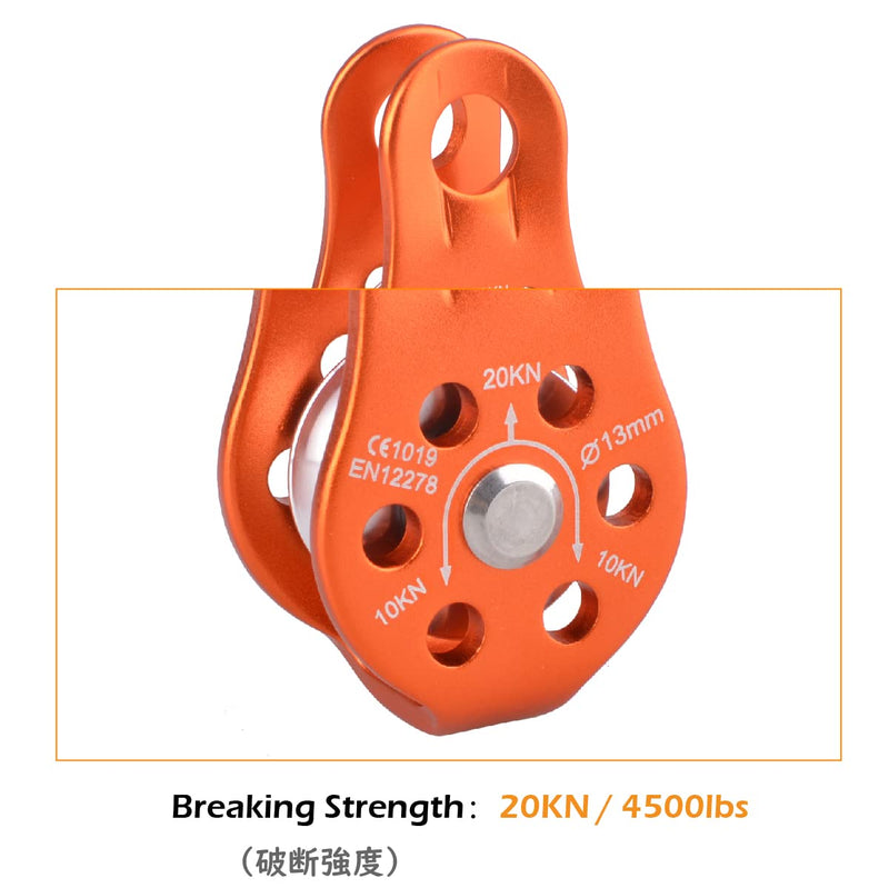 TRIWONDER 20kN Climbing Pulley Rescue Pulley Single Sheave Aluminum Fixed Eye Rock Rope Pulley Orange - BeesActive Australia