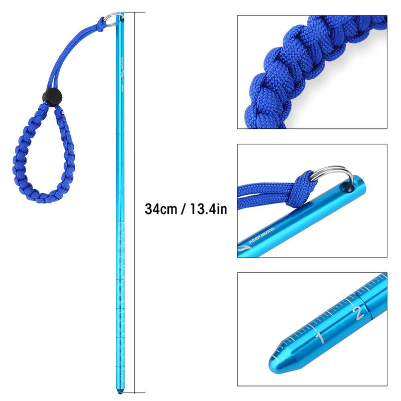 [AUSTRALIA] - Diving Stick, 34cm Aluminum Alloy Noise Maker Rod Pointer with Adjustable Wrist Lanyard Accessories Royal Blue 