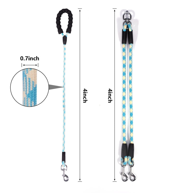 6ft Detachable Double Dog Leash for 2 Dogs Dual Dog Leash with Anti-Slip Tangle Free Handle & Reflective Hook, Lead for Medium Large Dogs (Blue) - BeesActive Australia
