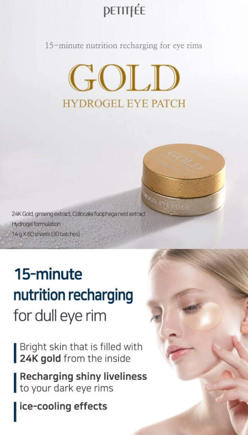 Petitfee Gold Hydrogel Eye Patch, 60 Pieces - BeesActive Australia