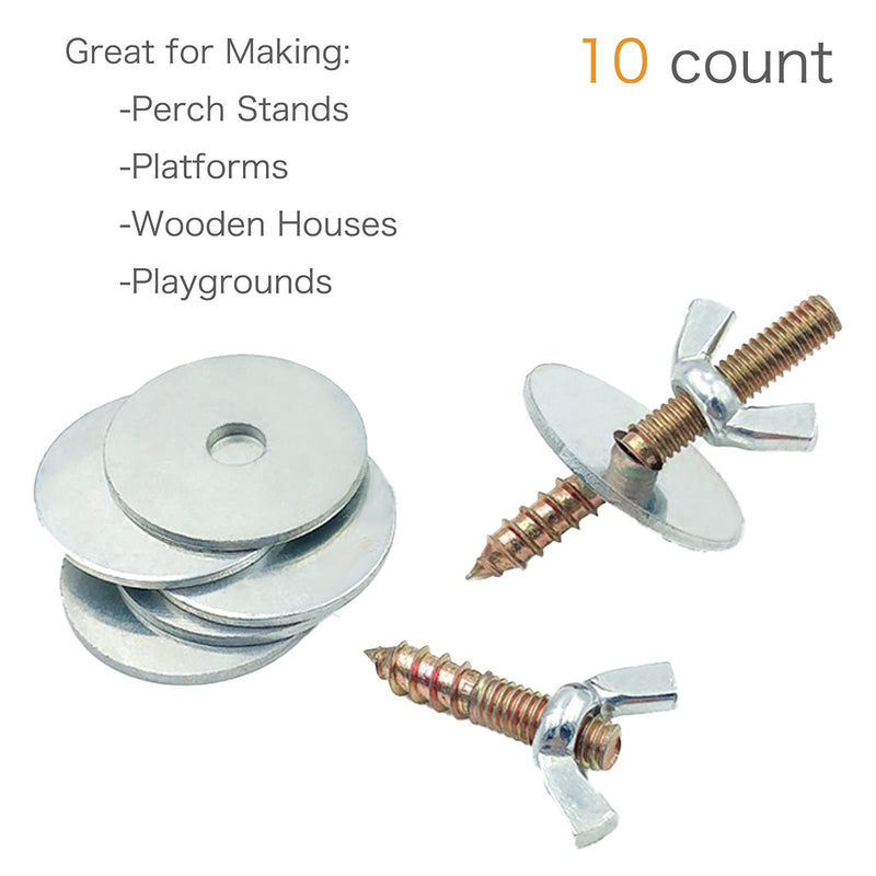 M-TOP Screw and Nuts for Building Bird Perch Stand, Hamster Platform, Chinchilla Wooden House, Small Animal Playground-Connecting and Fixing to Pet Cage(10 Packs) - BeesActive Australia
