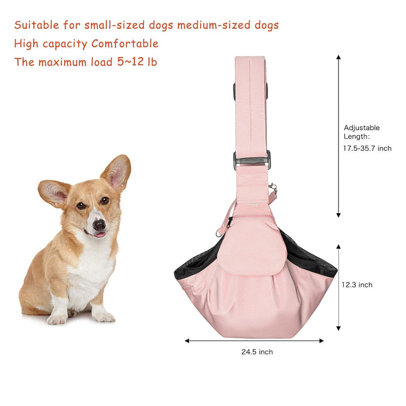 MOSISO Small Dog Cat Carrier Sling Bag, Pet Carrier Tote Bag Hands Free Adjustable Padded Strap Breathable Polyester Soft Carrying Travel Shoulder Bag with Front Pocket for Dogs Cats Pink - BeesActive Australia