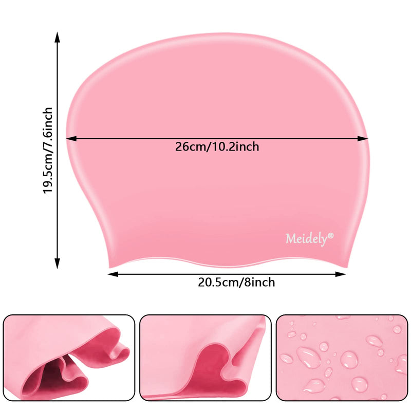 Silicone Swim Cap,Waterproof Swimming Cap for Curly Hair Short Hair Medium to Long Hair Pink - BeesActive Australia