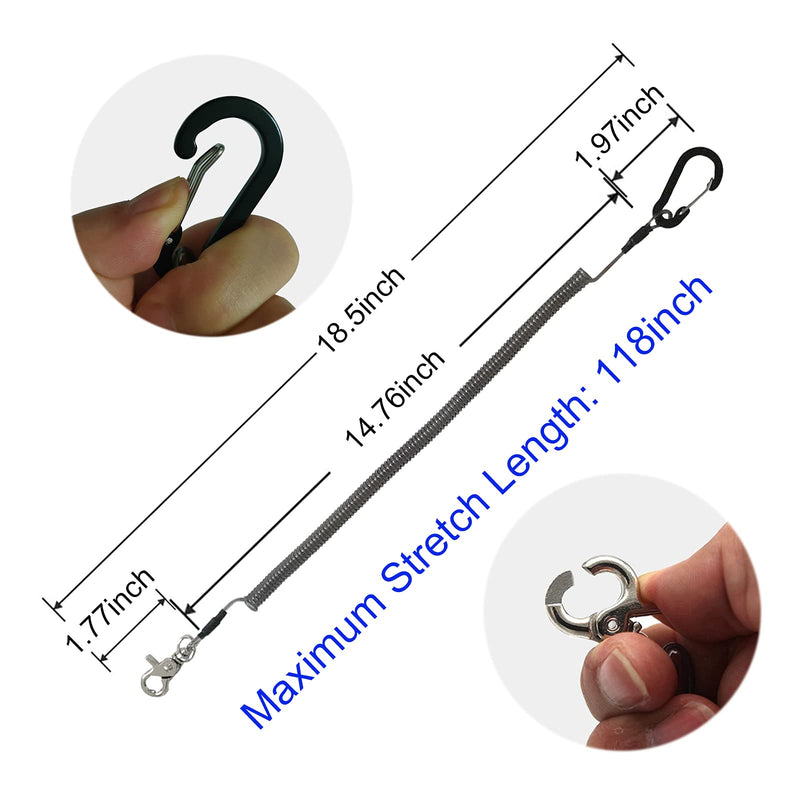 LAIBOREC Fishing Lanyards, Heavy Duty Coiled Lanyard Steel Wire Retractable Safety Fishing Tool Ropes Accessories with Carabiner and Lobster Clip for Rods, Pliers, Boating, Paddles, Kayak(2PCS) - BeesActive Australia