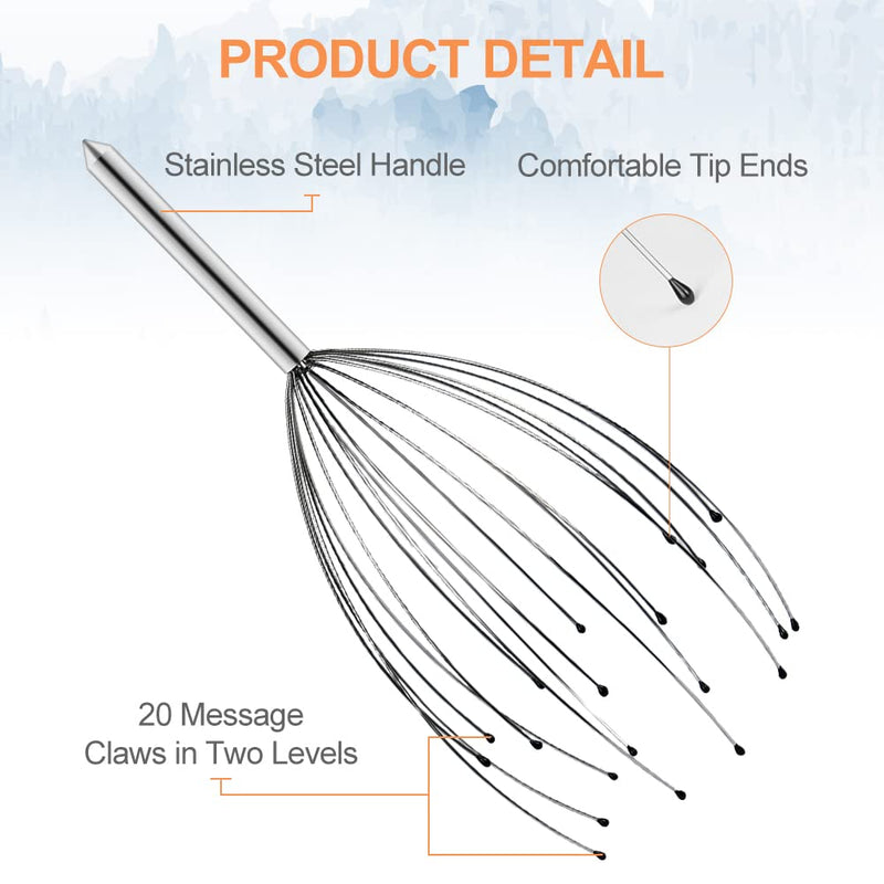URAQT Head Massager Scalp Massage Scratcher Set 3 Pack, 20 Prongs Head Scratcher and Back Scratchers, Portable Tingler Massage for Deep Relaxation, Hair Stimulation and Body Stress Relax - BeesActive Australia