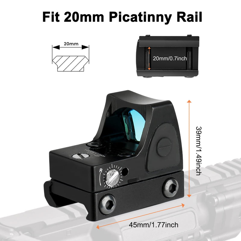 Red Dot Sight, Tactical RMR 20mm Red Dot Sight 3 MOA Pistol Scope Adjustable Brightness with Glock Mount, Reflex Sight Red Dot Scope - BeesActive Australia