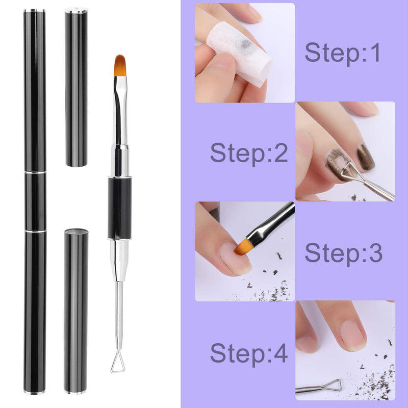 MWOOT Nail Art Gel Brushes, 2pcs Dual-ended Nail Painting Brushes for Nail Extension Gel, Stainless Steel Nail Painting Pen Kit - Black &White - BeesActive Australia