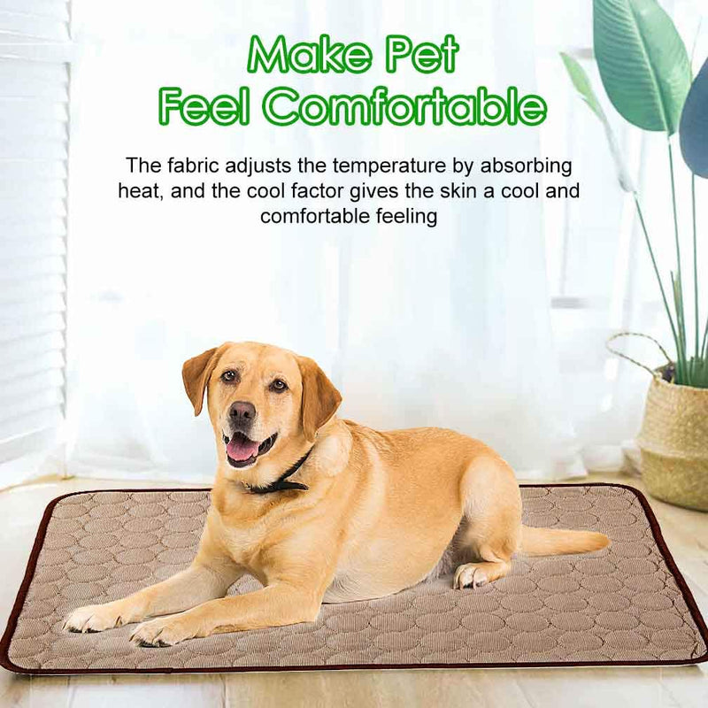 Jaaytct Cooling Mat for Dogs Cats Ice Silk Pet Self Cooling Pad Blanket for Pet Beds/Kennels/Couches /Car Seats/Floors X-Large Brown - BeesActive Australia
