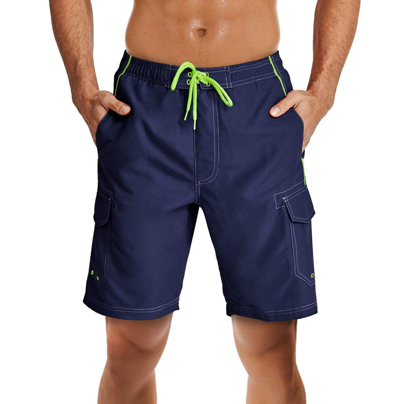 TACVASEN Men's Summer Quick Dry Swim Trunks Bathing Suit Shorts with Lining Men Medium Navy - BeesActive Australia
