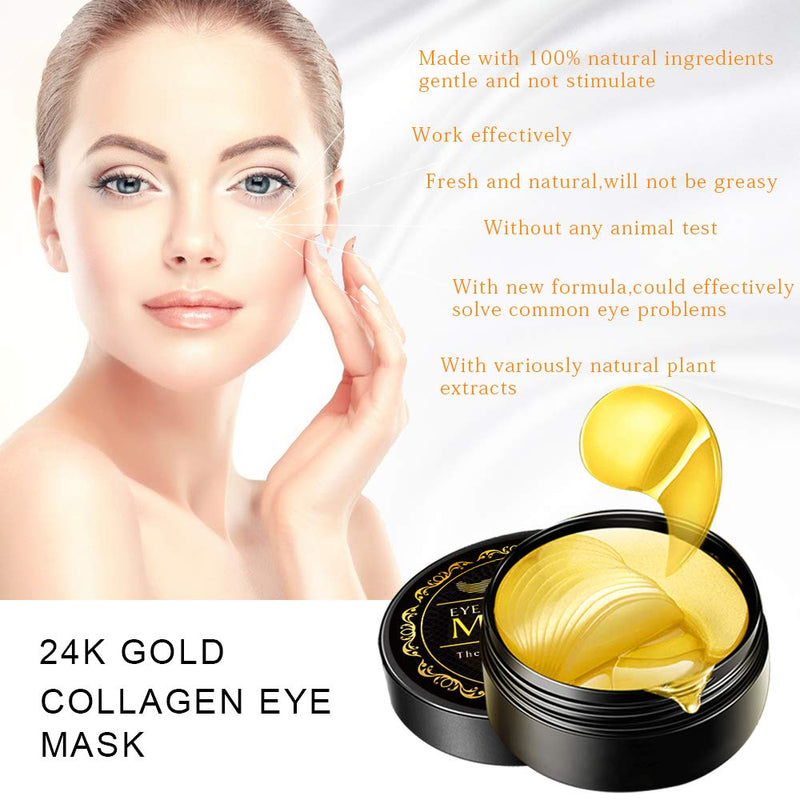 Under Eye Patches, 24K Gold Eye Mask, 60PCS Eye Gel Pads With Collagen, Eyes Treatment for Reducing Dark Circles, Lighten Wrinkles Anti-Aging Moisturizing, Fine Lines Eye Bags Puffiness for Women Men - BeesActive Australia