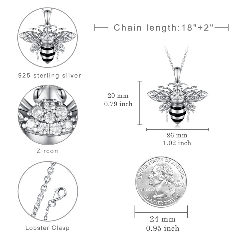 Peireara Bee/Dragonfly Necklaces for Women 925 Sterling Silver Animal Pendant Necklace Vitage Animal Jewelry for Women Girls Bee Necklace - BeesActive Australia