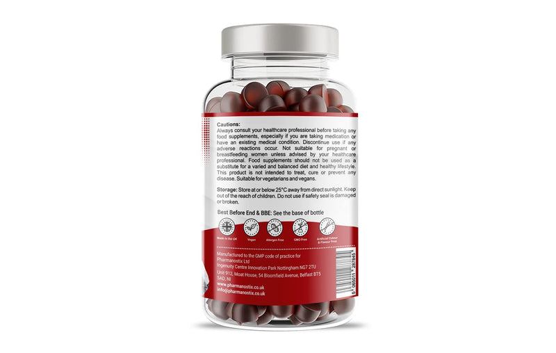 Pharmanostix Iron & Vitamin C Vegan Gummies - 150 Natural Cherry Flavour Gummies -Tasty Alternative to Iron Tablets -for Men, Women and Kids - Supports Cognitive Development & Red Blood Cell Formation - BeesActive Australia