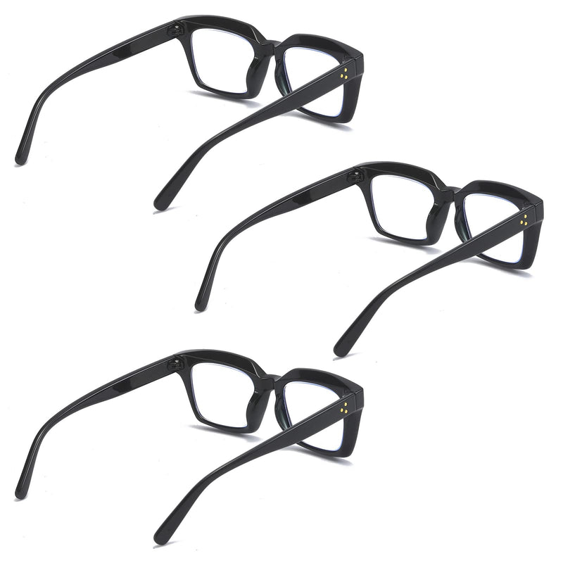 MMOWW 3-Pack Oversized Reading Glasses for Women - Anti Blue Light Glasses with Square Frame (Black, 1.0) Black 1.0 x - BeesActive Australia